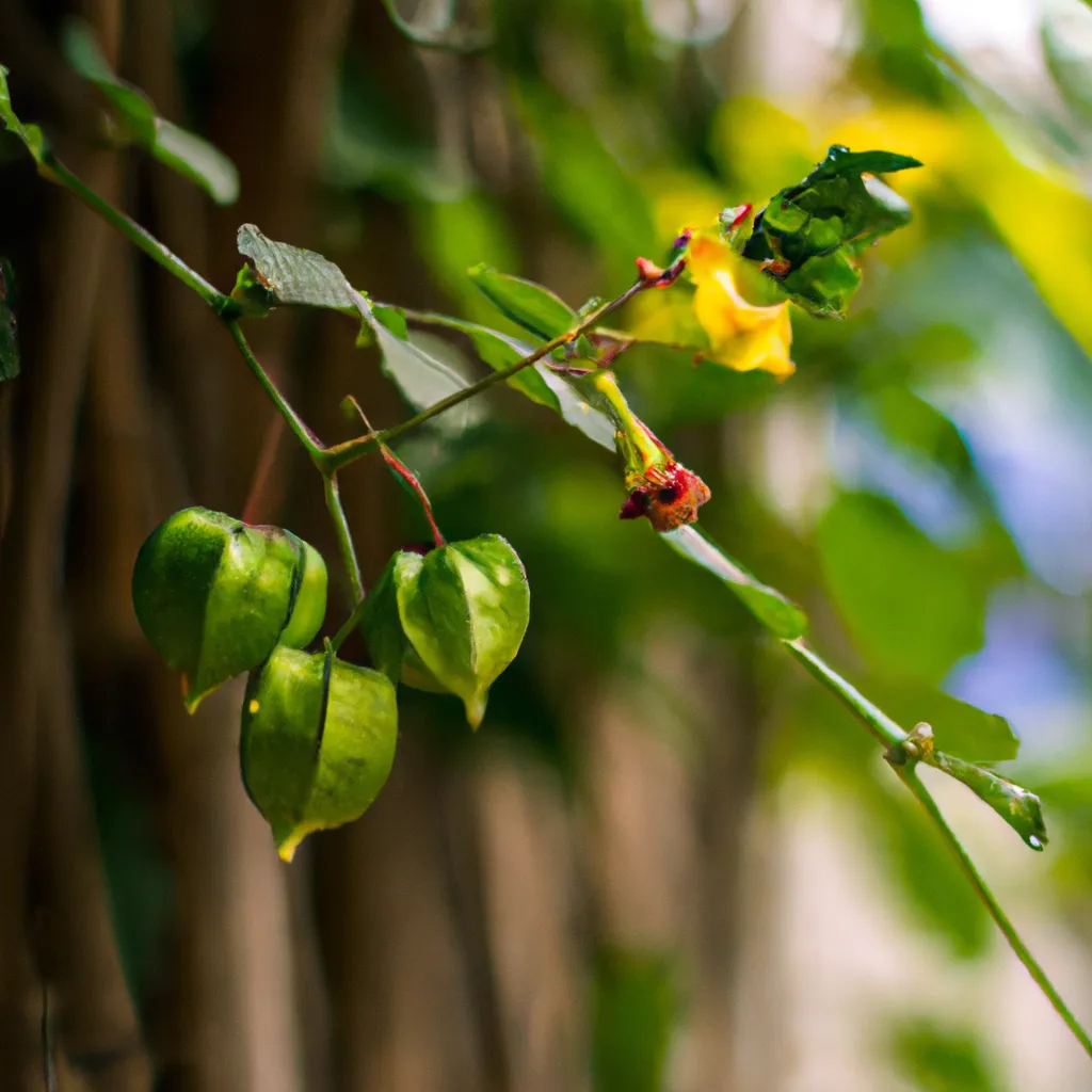 Fotos Usando as frutas produzidas pelas plantas trepadeiras em torno dos arbustos