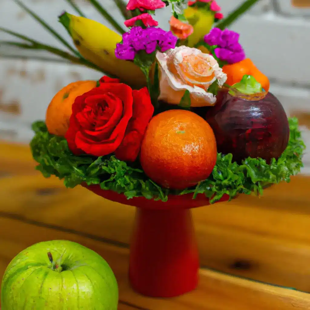 Fotos usando frutas verduras arranjos florais
