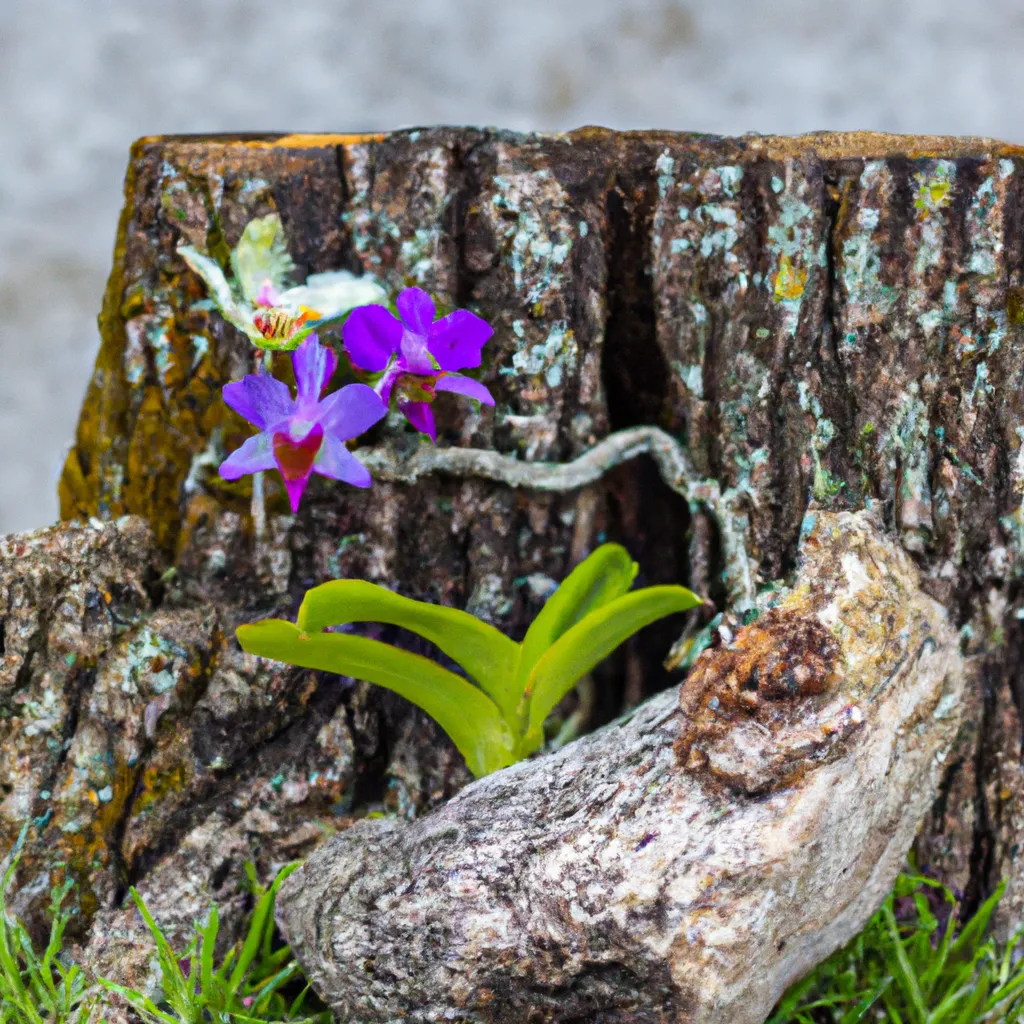 Imagens A arte da montagem de orquideas em troncos e pedras