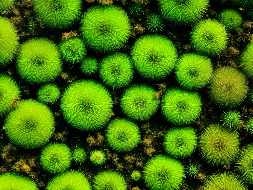 Fotos briofitas e microrganismos parcerias em microescala